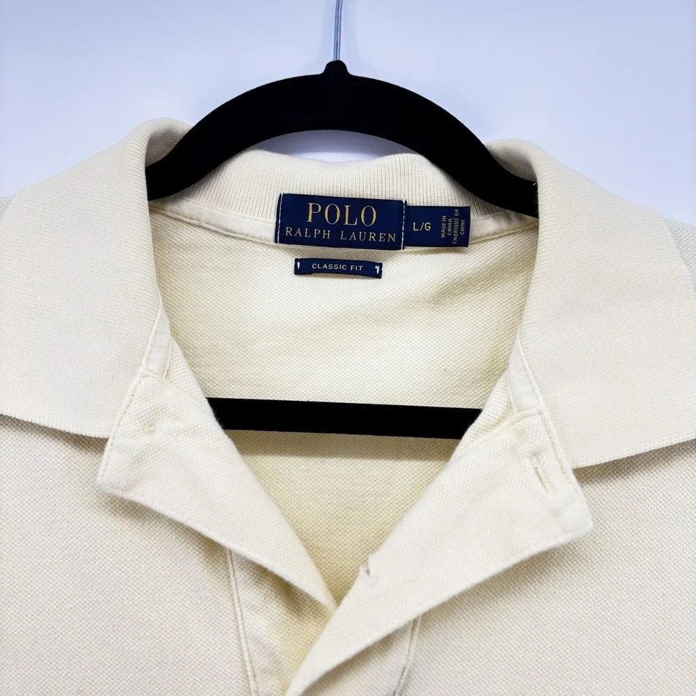 Polo Ralph Lauren Polo Shirt, Short Sleeves, Yellow, Cotton, Men's‎ Size Large